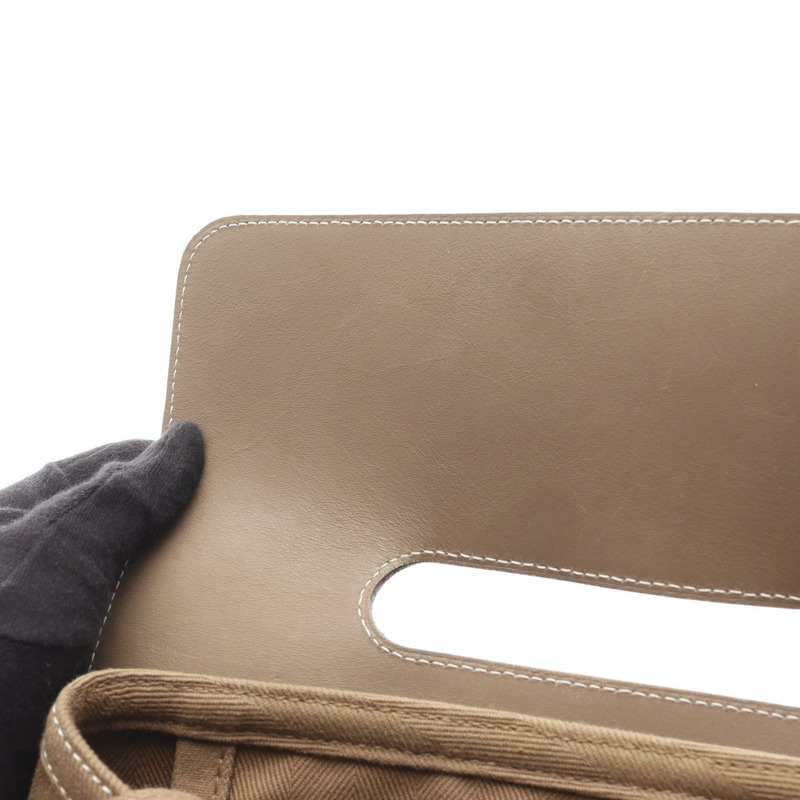 愛馬仕 Valparaiso PM 手提包，人字紋帆布皮革，灰褐色，二手，女士，帶五金配件-11