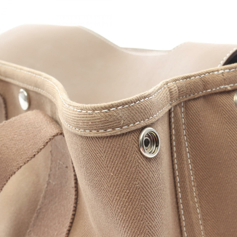 愛馬仕 Valparaiso PM 手提包，人字紋帆布皮革，灰褐色，二手，女士，帶五金配件-12