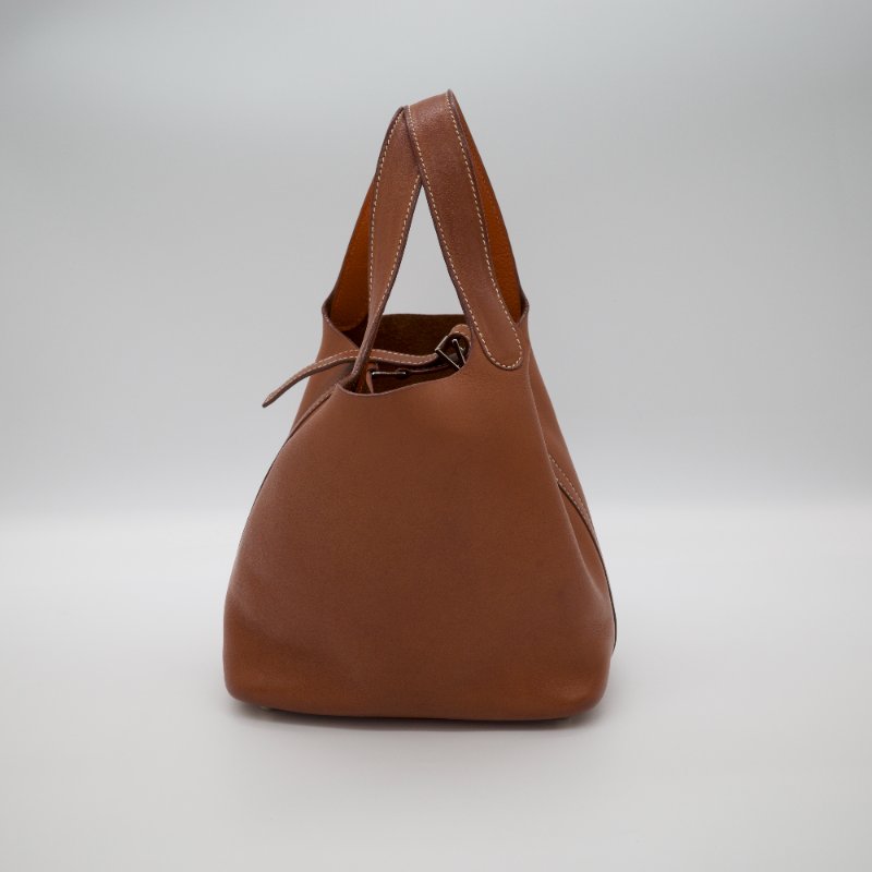 Hermes 愛馬仕 Picotin 18 菜籃子 金棕銀 牛皮 手提包-2