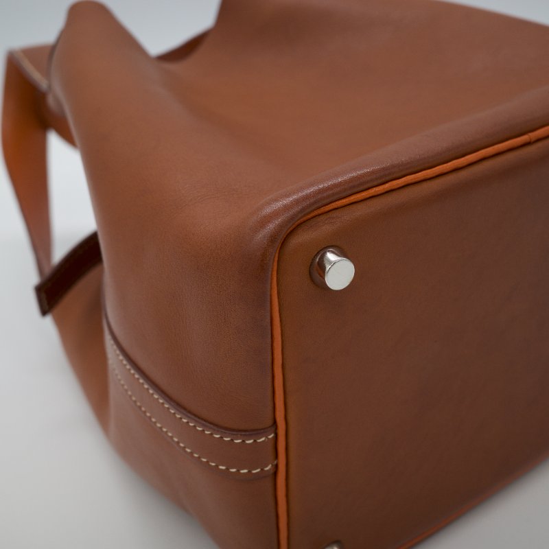 Hermes 愛馬仕 Picotin 18 菜籃子 金棕銀 牛皮 手提包-7