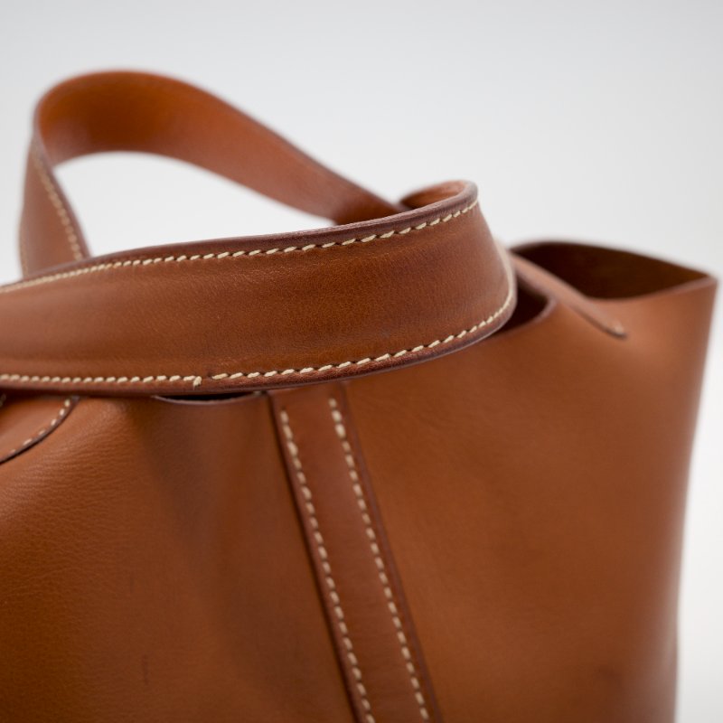 Hermes 愛馬仕 Picotin 18 菜籃子 金棕銀 牛皮 手提包-8