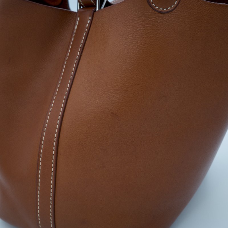 Hermes 愛馬仕 Picotin 18 菜籃子 金棕銀 牛皮 手提包-10