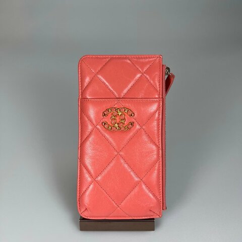 CHANEL 30開 珊瑚粉19長扁夾