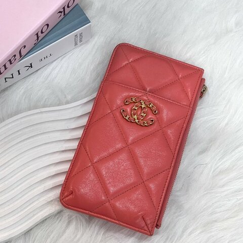 CHANEL 30開 珊瑚粉19長扁夾