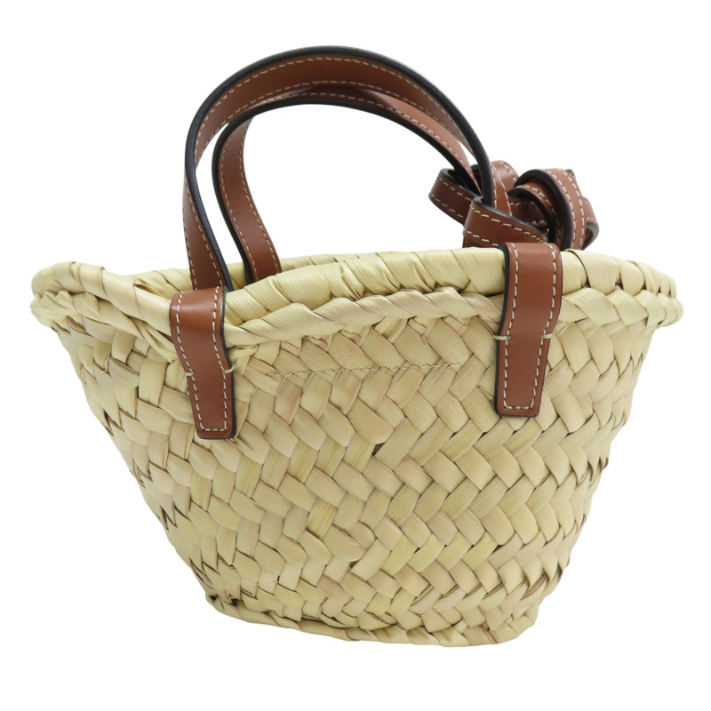 米色藤編 棕色牛皮mini panier 肩背包【Chloe 克羅伊】 10J392EH6.02NT-1