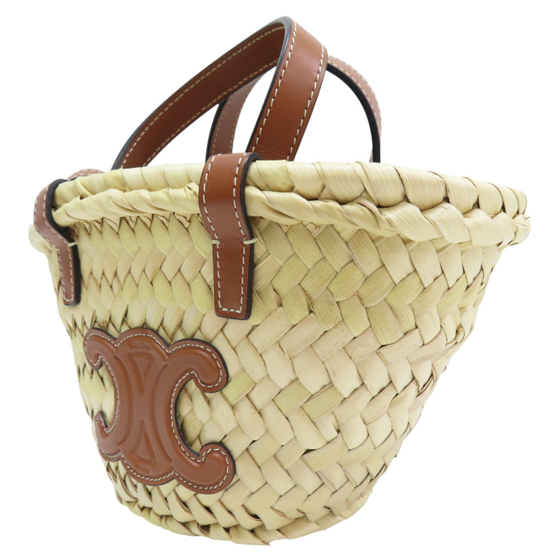 米色藤編 棕色牛皮mini panier 肩背包【Chloe 克羅伊】 10J392EH6.02NT-2