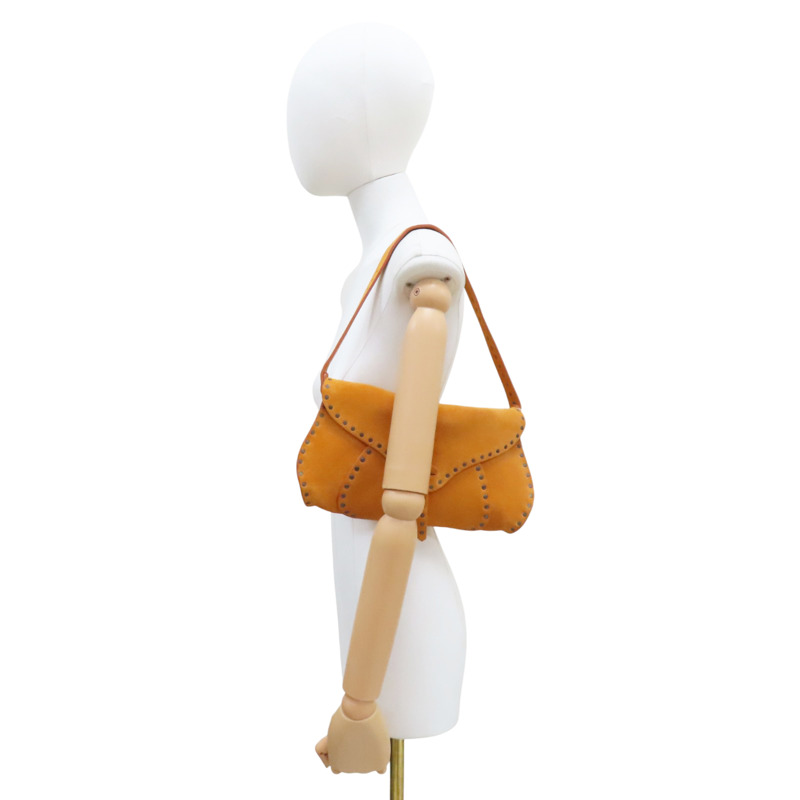 橘色 麂皮 肩背包【CELINE 賽琳】-6