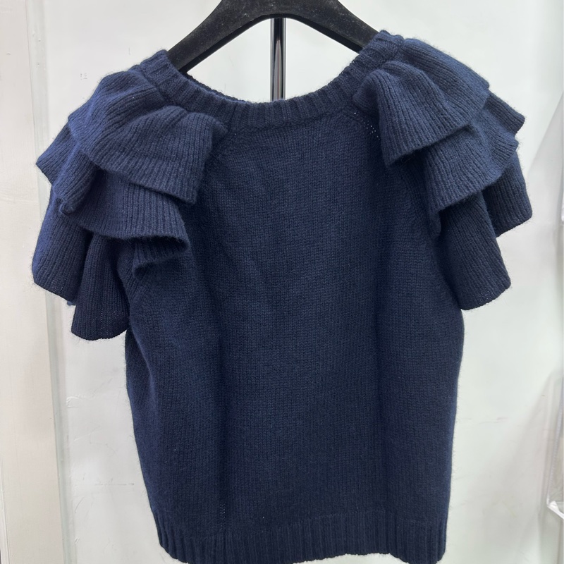 Dior 黑色幸運星荷葉邊羊絨針織短袖 F44-1