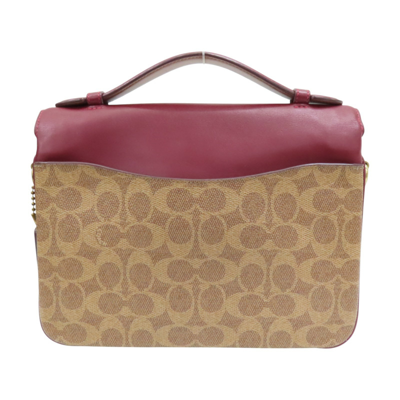 紅色 棕色 牛皮 CASSIE經典帆布斜背手袋 肩背包【COACH 蔻馳】 68349-1