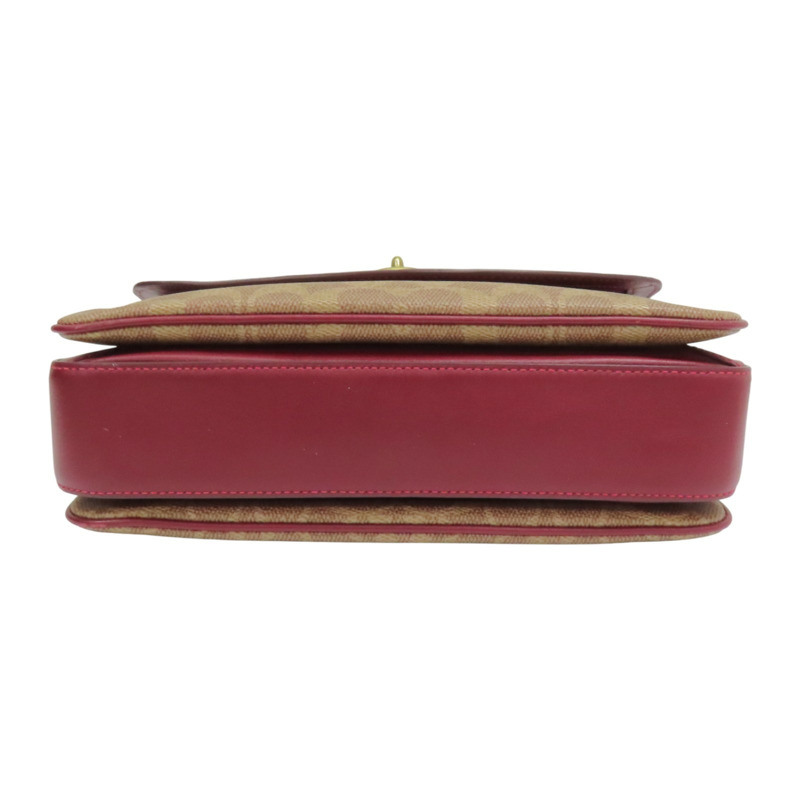 紅色 棕色 牛皮 CASSIE經典帆布斜背手袋 肩背包【COACH 蔻馳】 68349-3