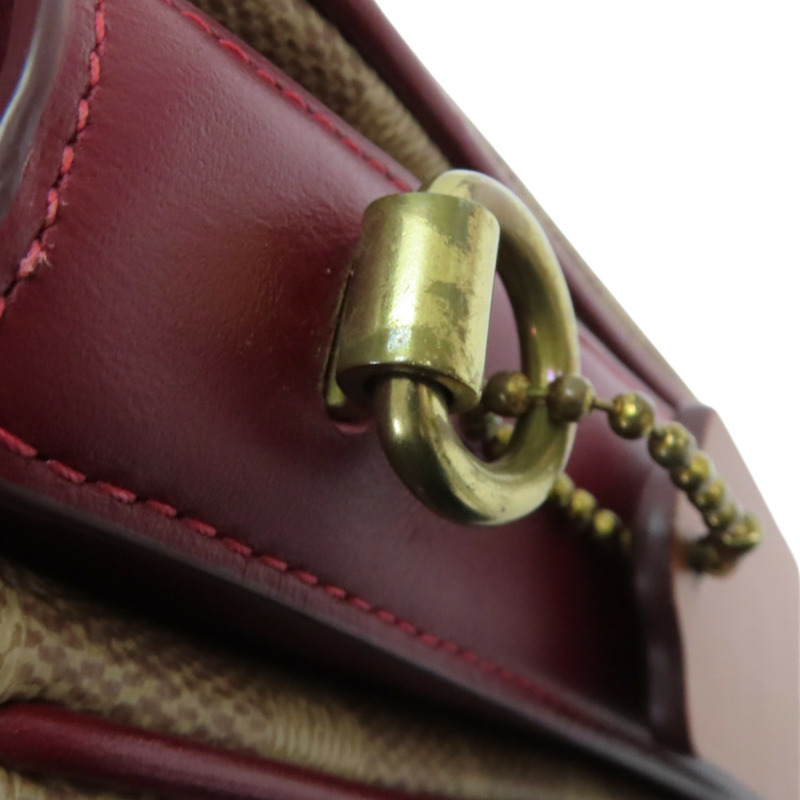 紅色 棕色 牛皮 CASSIE經典帆布斜背手袋 肩背包【COACH 蔻馳】 68349-16