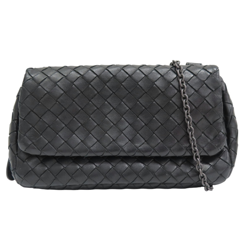 黑色 羊皮編織 mini 鏈帶包【BOTTEGA VENETA BV 寶緹嘉】-0