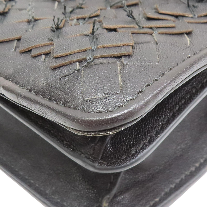 深棕色 羊皮編織 線頭造形 肩背包【BOTTEGA VENETA BV 寶緹嘉】-11