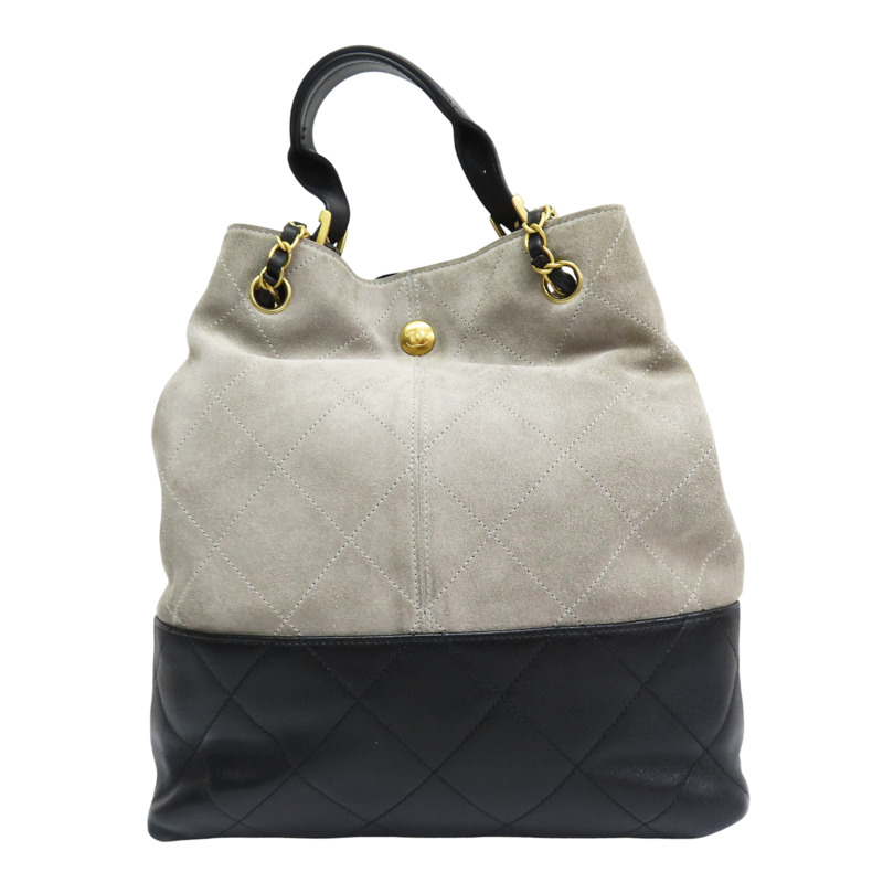 黑色牛皮 灰色麂皮 兩用包【CHANEL 香奈兒 】 AS5635-1
