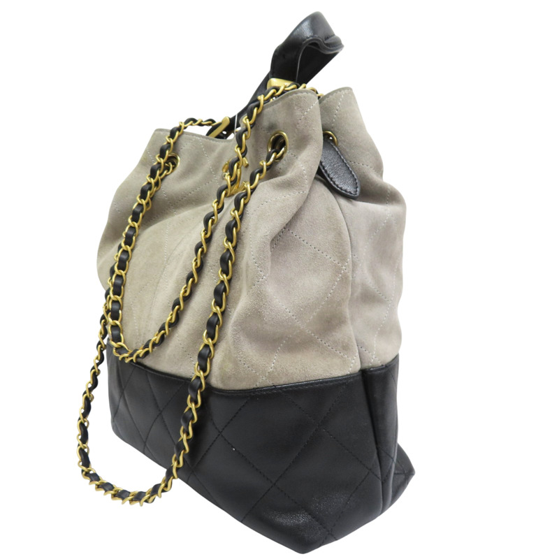 黑色牛皮 灰色麂皮 兩用包【CHANEL 香奈兒 】 AS5635-2