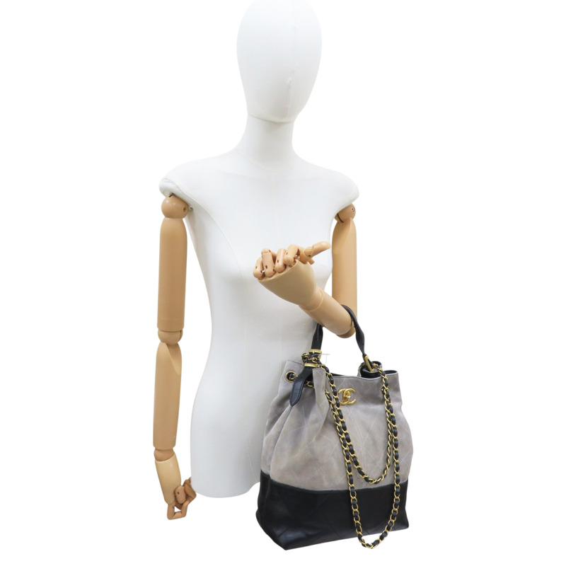 黑色牛皮 灰色麂皮 兩用包【CHANEL 香奈兒 】 AS5635-8