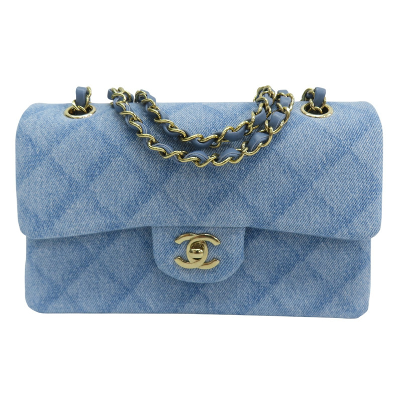 藍色 單寧布 COCO 23 鏈帶肩背包 金釦【CHANEL 香奈兒】 A01113-0