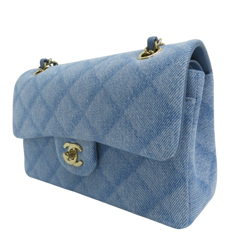 藍色 單寧布 COCO 23 鏈帶肩背包 金釦【CHANEL 香奈兒】 A01113-2