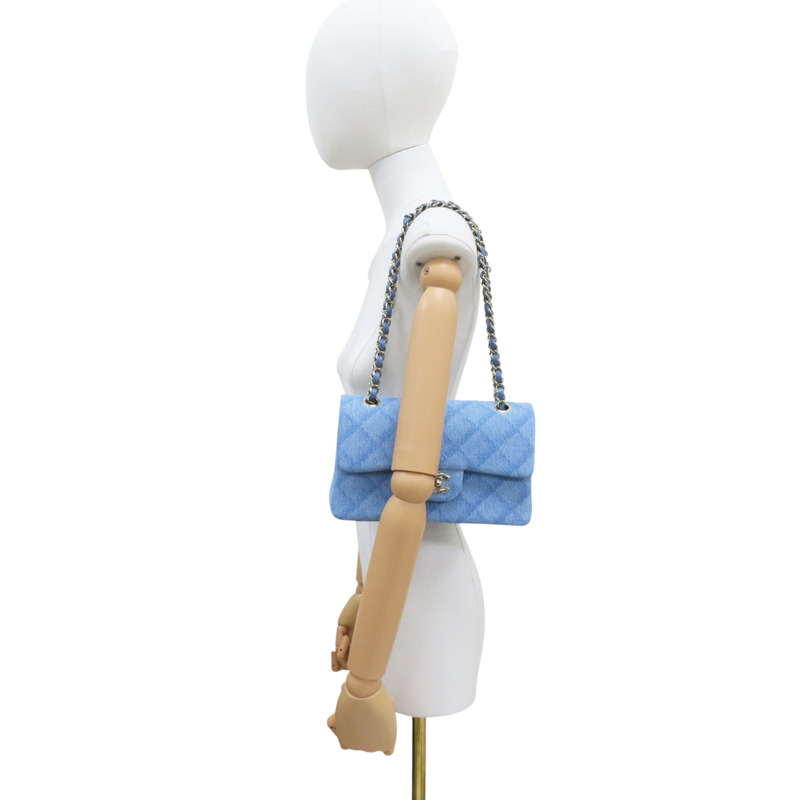 藍色 單寧布 COCO 23 鏈帶肩背包 金釦【CHANEL 香奈兒】 A01113-7