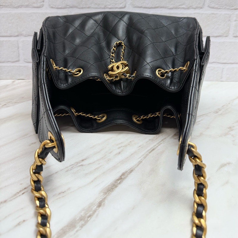 Chanel 香奈兒 爆款 25Bag 小號 荔枝皮 黑金-18