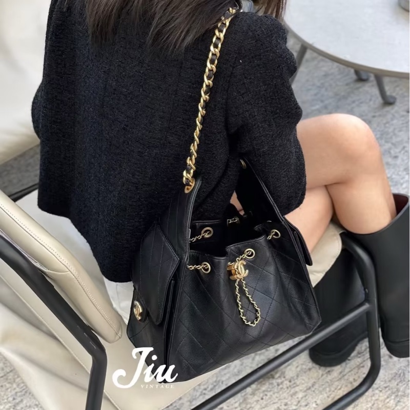 Chanel 香奈兒 爆款 25Bag 小號 荔枝皮 黑金-21