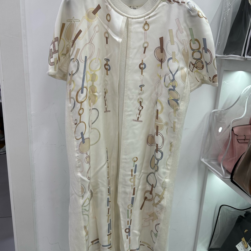 Hermes愛馬仕鏈條印花絲質洋裝 40碼-0