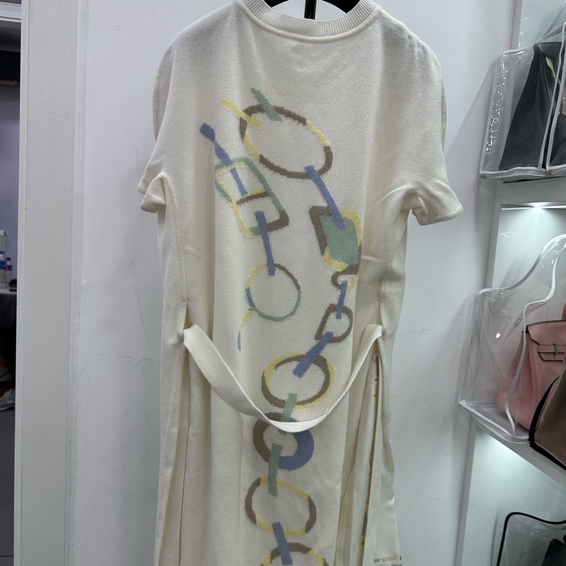 Hermes愛馬仕鏈條印花絲質洋裝 40碼-1