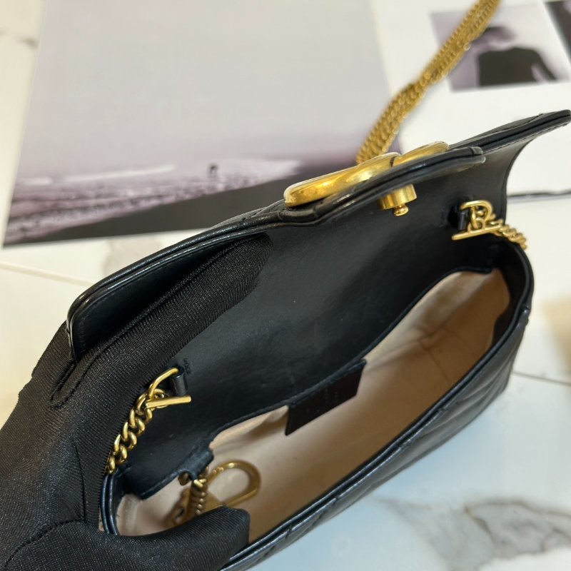 GUCCI Marmont Matelasse斜背包 - 16超迷你黑金-6