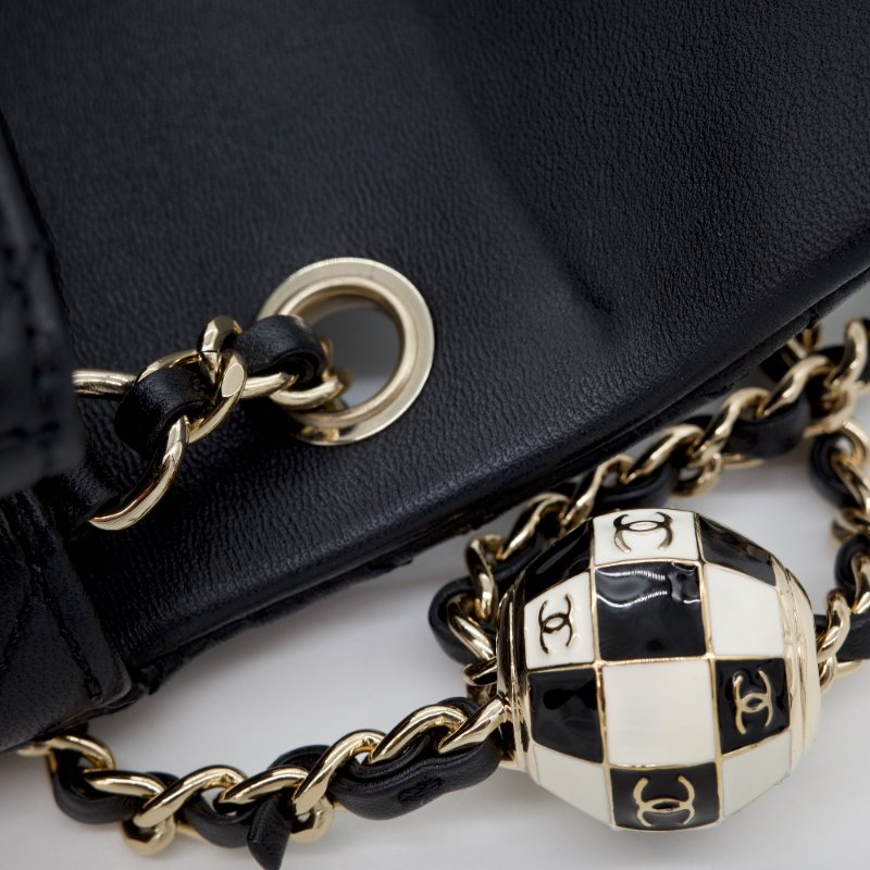 Chanel 香奈兒 2023 Mini Flap Bag 經典菱格紋 Pearl Crush方胖子 ⚽️足球金球 可調節鍊條 小牛皮 鏈條包 肩背包-5