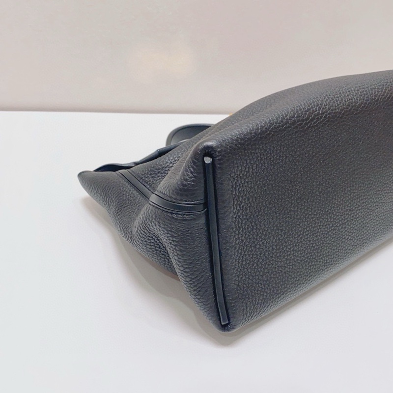 98新Hermes 爱马仕黑色2424-29小号金扣单肩包-12