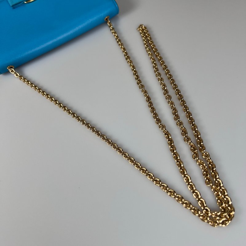 FERRAGAMO 藍色蝴蝶結金鍊包-7