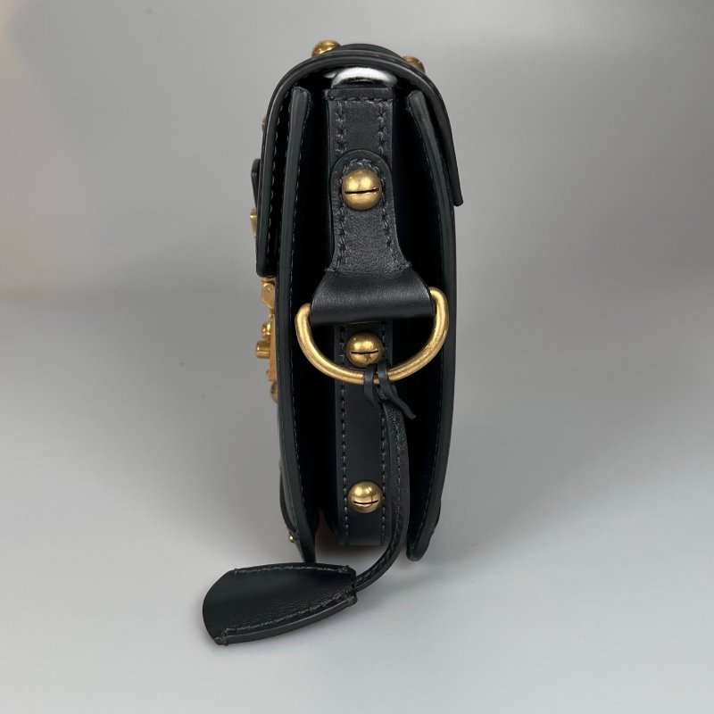 DIOR  黑金皮革鎖頭郵差包-2