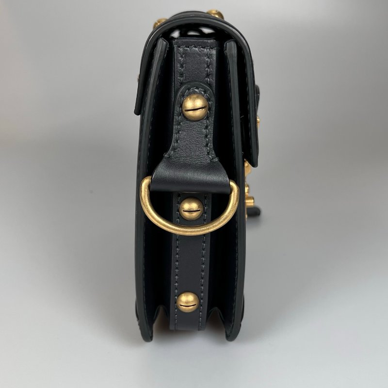 DIOR  黑金皮革鎖頭郵差包-3