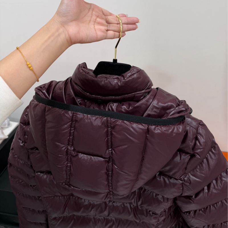moncler 紫紅 黑邊 連帽 輕羽絨 長羽絨 長版羽絨外套 羽絨外套 防風外套-4