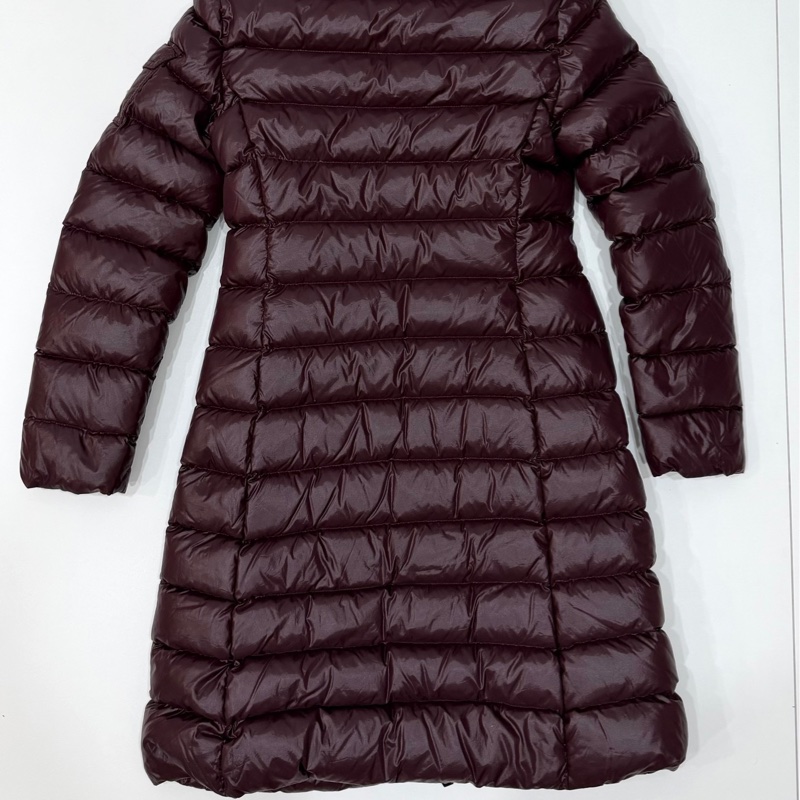 moncler 紫紅 黑邊 連帽 輕羽絨 長羽絨 長版羽絨外套 羽絨外套 防風外套-8