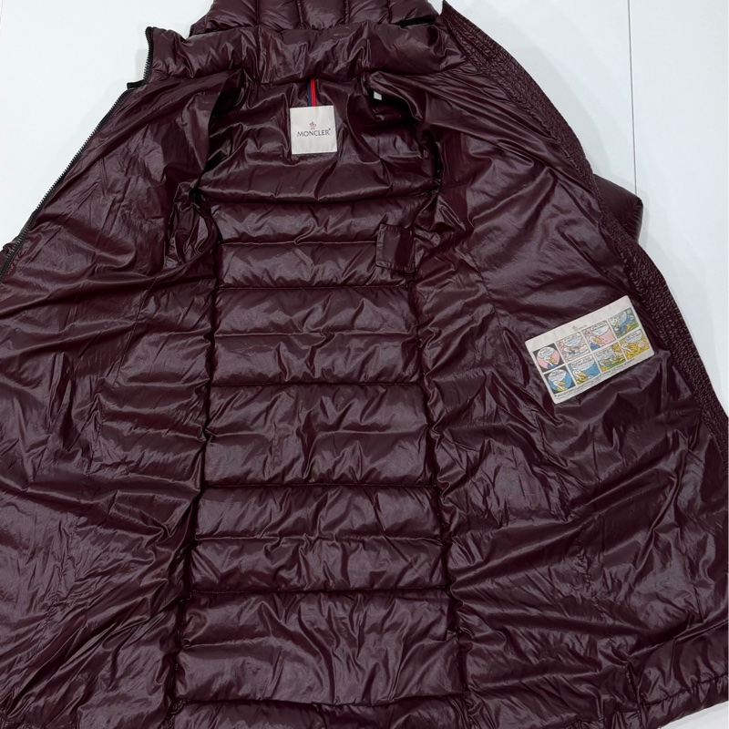 moncler 紫紅 黑邊 連帽 輕羽絨 長羽絨 長版羽絨外套 羽絨外套 防風外套-15