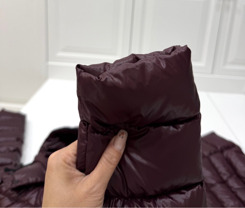 moncler 紫紅 黑邊 連帽 輕羽絨 長羽絨 長版羽絨外套 羽絨外套 防風外套-18