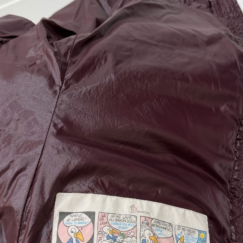 moncler 紫紅 黑邊 連帽 輕羽絨 長羽絨 長版羽絨外套 羽絨外套 防風外套-21