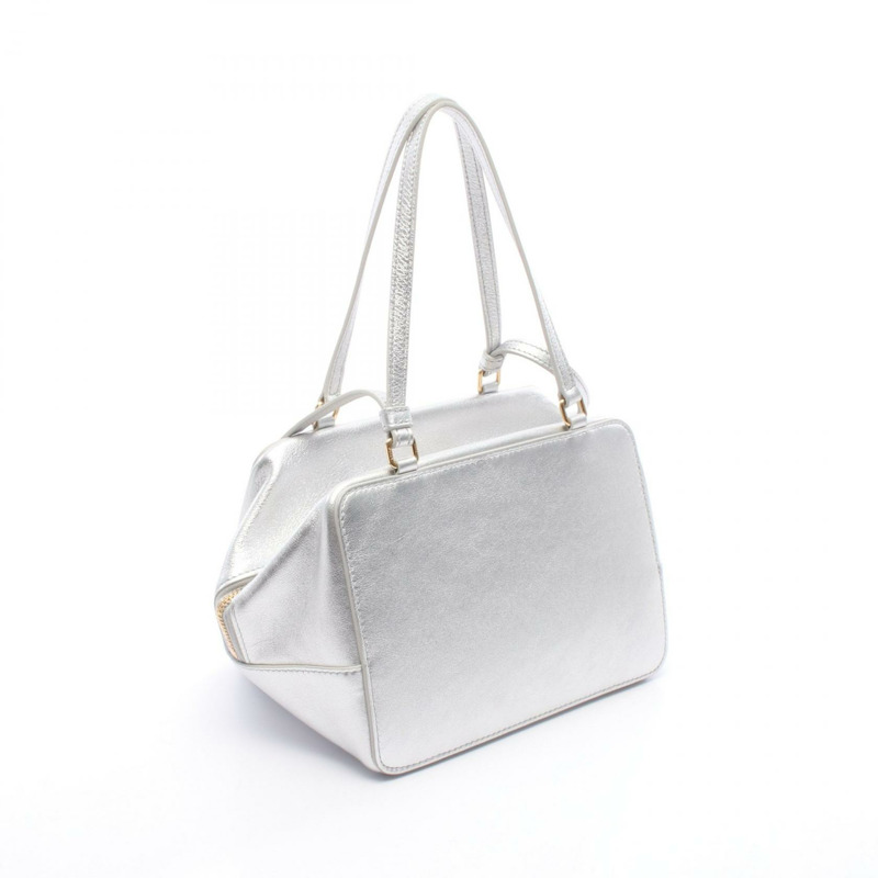 CELINE Fold Cube Triomphe 銀色皮革女用斜背包-1