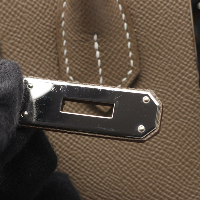 愛馬仕 Birkin 30 Sellier 手提包，Epsom 皮革，米色/灰褐色，二手，帶五金配件-9