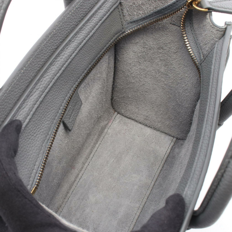 CELINE Luggage Nano Shopper 單肩斜背包 皮革 灰色 二手 女士-2