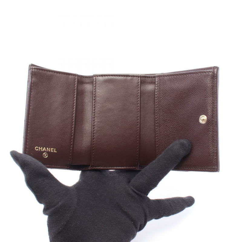 香奈兒經典小號翻蓋皮夾，絎縫皮革，波爾多紅，二手，金色五金，CC-2