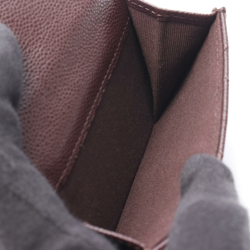 香奈兒經典小號翻蓋皮夾，絎縫皮革，波爾多紅，二手，金色五金，CC-3