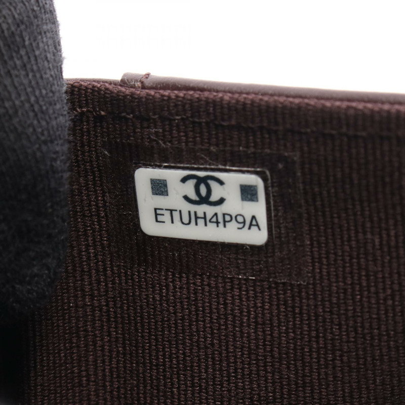 香奈兒經典小號翻蓋皮夾，絎縫皮革，波爾多紅，二手，金色五金，CC-5