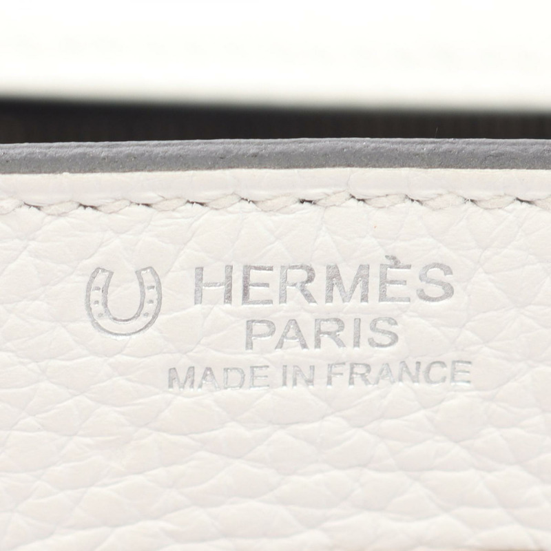 愛馬仕 Birkin 30 手提包 Clemence 皮革 白色 黑色 二手 女士 Y SHW-3