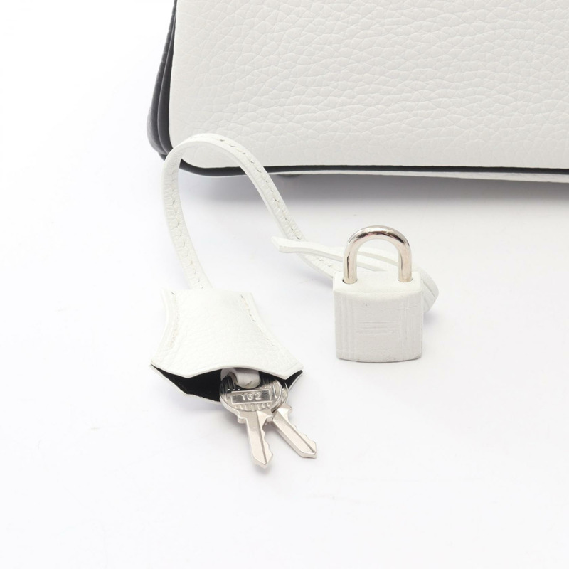 愛馬仕 Birkin 30 手提包 Clemence 皮革 白色 黑色 二手 女士 Y SHW-5