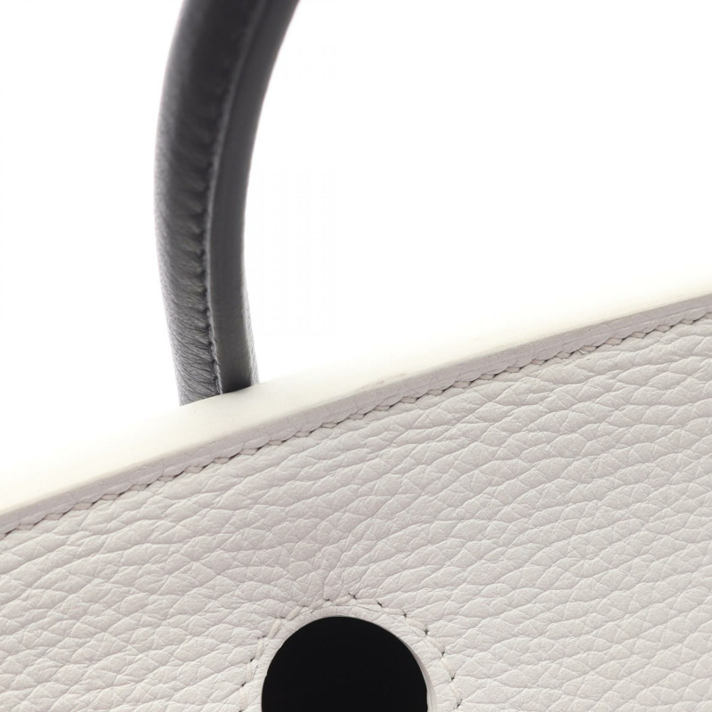 愛馬仕 Birkin 30 手提包 Clemence 皮革 白色 黑色 二手 女士 Y SHW-6