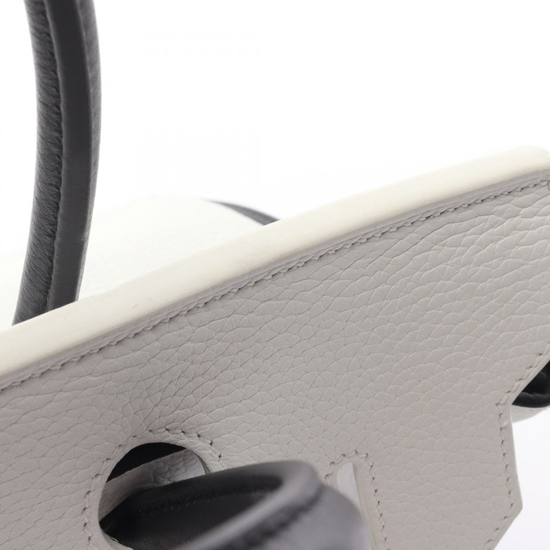 愛馬仕 Birkin 30 手提包 Clemence 皮革 白色 黑色 二手 女士 Y SHW-10