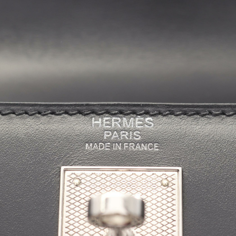 愛馬仕 Kelly 32 單肩手提包，Box 小牛皮，黑色，二手，女士 Q SHW-3