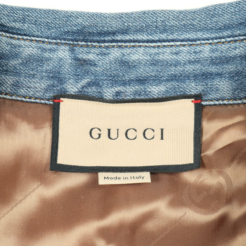 GUCCI 水洗有機牛仔襯衫外套 772882 棉質 海軍藍 二手 女款 #40-2